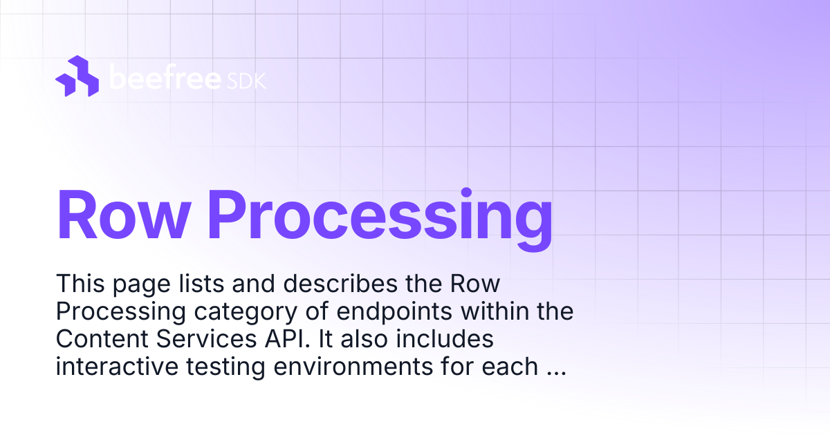 Row Processing | Beefree SDK