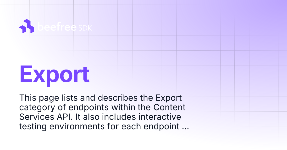 Export | Beefree SDK